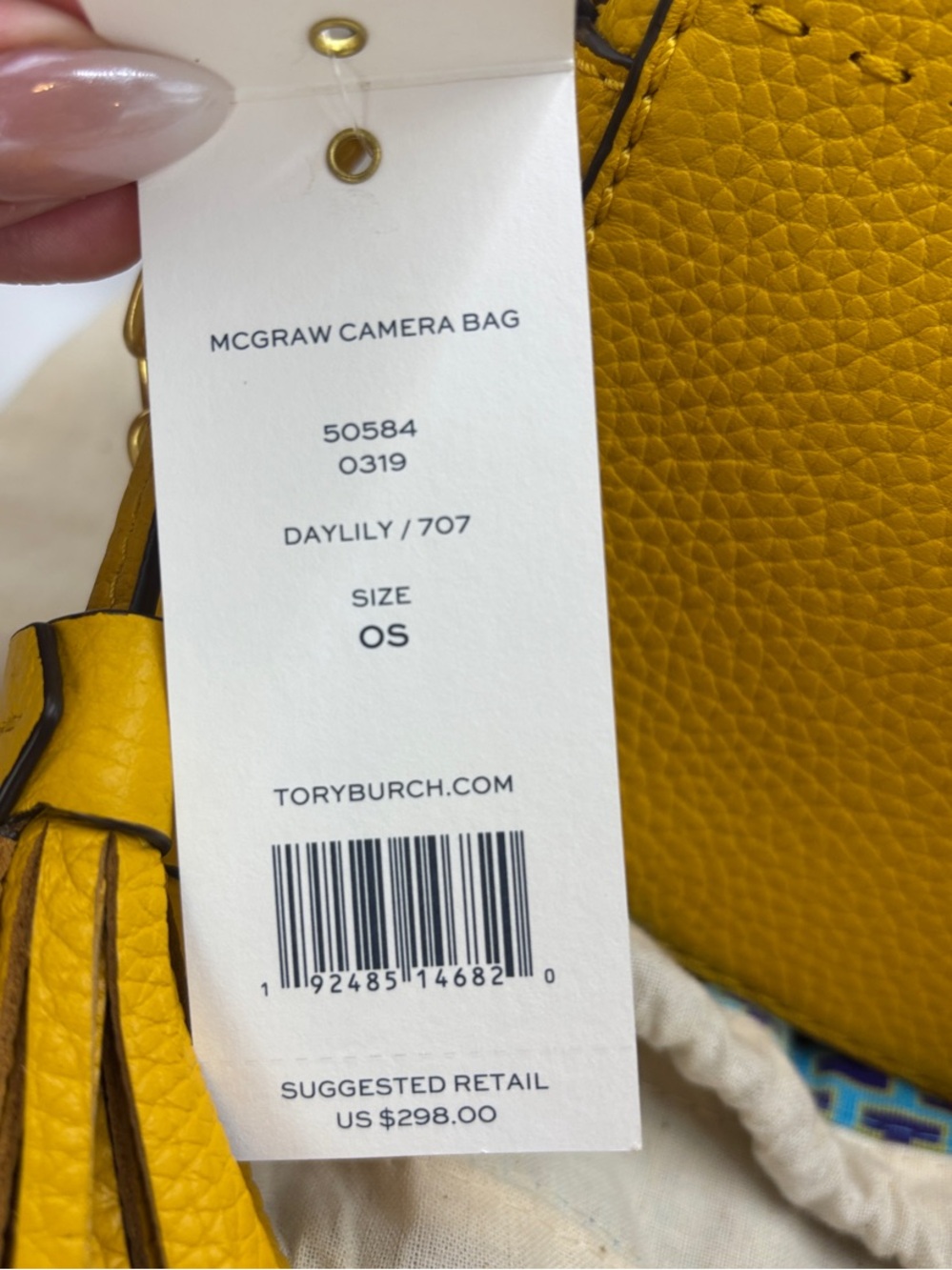 Tory Burch Sunshine Yellow Pebbled Leather Crossbody with Tassel - Picture 4 of 11